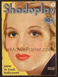 6b123 SHADOPLAY magazine January 1934 super close up art of Constance Cummings by Earl Christy!