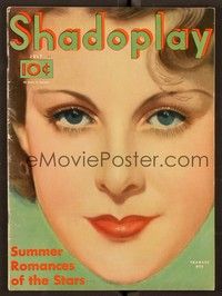 6b117 SHADOPLAY magazine July 1933 super close up art of pretty Frances Dee by Earl Christy!