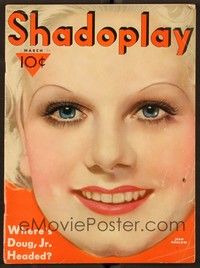 6b113 SHADOPLAY vol 1 no 1 magazine March 1933 super close up of Jean Harlow by Earl Christy!