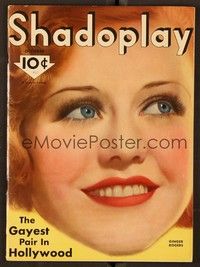 6b120 SHADOPLAY magazine October 1933 super close up art of Ginger Rogers by Earl Christy!
