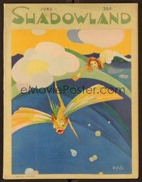 6b109 SHADOWLAND magazine June 1921 cool art of female swimmer & colorful fish by A.M. Hopfmuller!