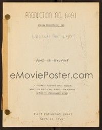6b266 WHO WAS THAT LADY first estimating script September 22, 1959, screenplay by Leonard Gershe!
