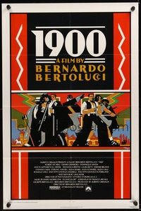 6c003 1900 1sh '77 directed by Bernardo Bertolucci, Robert De Niro, cool Doug Johnson art!