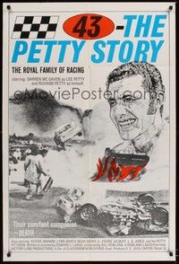 6c013 43: THE RICHARD PETTY STORY 1sh '72 NASCAR race car driver Darren McGavin, crash scenes!
