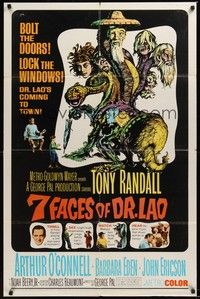 6c016 7 FACES OF DR. LAO 1sh '64 great art of Tony Randall's personalities by Joseph Smith!