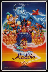 6c037 ALADDIN DS 1sh '92 classic Walt Disney Arabian fantasy cartoon!