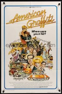 6c047 AMERICAN GRAFFITI 1sh '73 George Lucas teen classic, it was the time of your life!