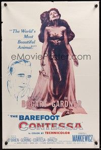 6c071 BAREFOOT CONTESSA 1sh R60 Humphrey Bogart, artwork of sexy full-length Ava Gardner!