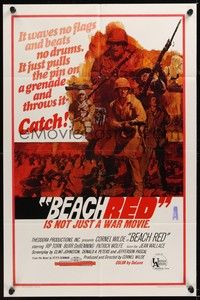 6c079 BEACH RED 1sh '67 Cornel Wilde, Rip Torn, cool art of World War II soldiers!