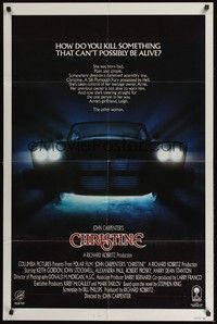 6c160 CHRISTINE int'l 1sh '83 written by Stephen King, directed by John Carpenter, creepy car image