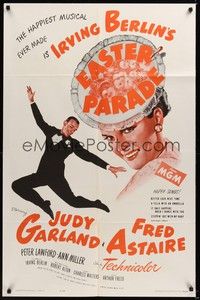 6c245 EASTER PARADE 1sh R62 art of Judy Garland & Fred Astaire, Irving Berlin musical