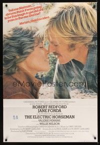 6c249 ELECTRIC HORSEMAN English 1sh '79 Sydney Pollack, c/u of Robert Redford & Jane Fonda!