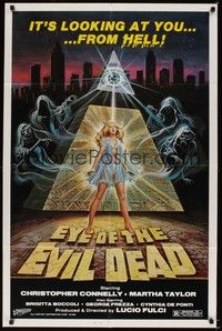 6c269 EYE OF THE EVIL DEAD 1sh '84 Lucio Fulci's Manhattan Baby, cool horror art by Dominguez!