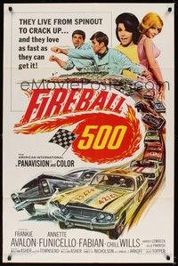 6c290 FIREBALL 500 1sh '66 race car driver Frankie Avalon & sexy Annette Funicello!