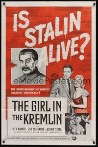6c348 GIRL IN THE KREMLIN 1sh '57 Stalin's weird fetishism, strange rituals + Zsa Zsa Gabor!