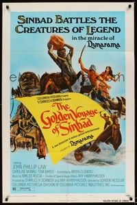 6c360 GOLDEN VOYAGE OF SINBAD style A 1sh '73 Ray Harryhausen, cool fantasy art by Mort Kunstler!