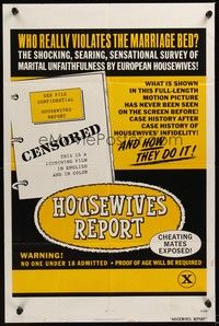 6c434 HOUSEWIVES REPORT 1sh '71 sexy unfaithful European housewives!