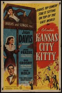 6c475 KANSAS CITY KITTY 1sh '44 Joan Davis, radio & screen's favorite funstar, Bob Crosby, Frazee