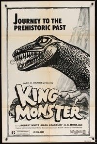 6c482 KING MONSTER 1sh '76 Robert White, Basil Bradbury, artwork of dinosaur monster!