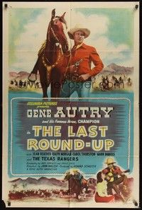 6c502 LAST ROUND-UP 1sh '47 great image of Gene Autry & his famous horse, Champion!