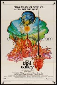 6c503 LAST VALLEY style A 1sh '71 James Clavell, Michael Caine, cool art by Isadore Gettzer!