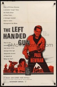 6c509 LEFT HANDED GUN 1sh '58 great image of Paul Newman as Billy the Kid!