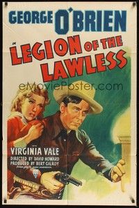 6c513 LEGION OF THE LAWLESS 1sh '40 art of cowboy George O'Brien, pretty Virginia Vale!