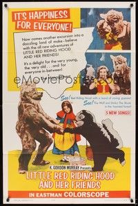 6c525 LITTLE RED RIDING HOOD & HER FRIENDS 1sh '64 see Wolf & Stinky the Skunk in haunted forest!