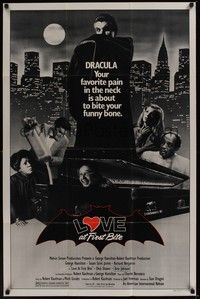 6c538 LOVE AT FIRST BITE 1sh '79 AIP, wacky vampire image of George Hamilton as Dracula!