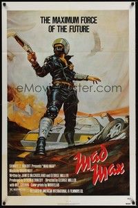 6c548 MAD MAX 1sh R83 art of wasteland cop Mel Gibson, George Miller Australian sci-fi classic!