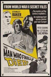 6c566 MAN WHO FINALLY DIED 1sh '62 Peter Cushing & Stanley Baker in the mystery of the century!