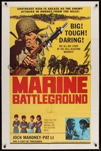 6c577 MARINE BATTLEGROUND 1sh '66 Jock Mahoney, big, tough, daring, hell-blasting marines!