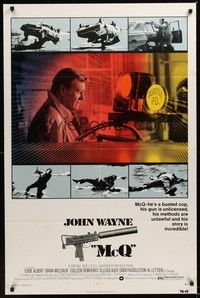 6c582 McQ 1sh '74 John Sturges, John Wayne is a busted cop with an unlicensed gun!