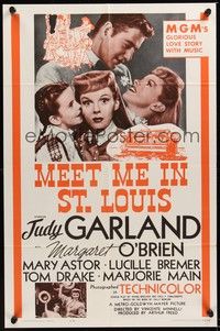 6c585 MEET ME IN ST. LOUIS 1sh R62 Judy Garland, Margaret O'Brien, classic musical!
