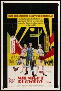 6c592 MIDNIGHT PLOWBOY 1sh '71 hillbilly sex in Hollywood, in search of the most willing woman!