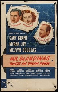 6c614 MR. BLANDINGS BUILDS HIS DREAM HOUSE 1sh '48 Cary Grant, Myrna Loy & Melvyn Douglas classic!