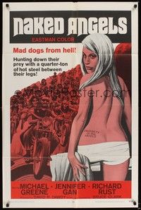 6c628 NAKED ANGELS 1sh '69 Roger Corman, art of sexy barely-clothed girl, motorcyle gangs!