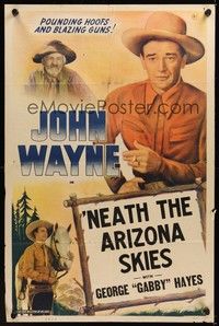 6c636 JOHN WAYNE stock 1sh '40s image of John Wayne, Gabby Hayes, Neath The Arizona Skies