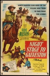6c643 NIGHT STAGE TO GALVESTON 1sh '52 Gene Autry makes crooks go straight into a Ranger trap!