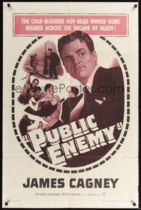 6c745 PUBLIC ENEMY 1sh R54 William Wellman directed classic, James Cagney & Jean Harlow!