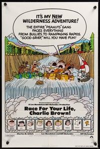 6c748 RACE FOR YOUR LIFE CHARLIE BROWN 1sh '77 Charles M. Schulz, art of Snoopy & Peanuts gang!