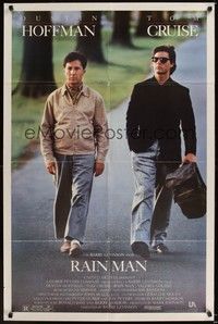 6c755 RAIN MAN 1sh '88 Tom Cruise & autistic Dustin Hoffman, directed by Barry Levinson!