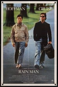 6c756 RAIN MAN advance 1sh '88 Tom Cruise & autistic Dustin Hoffman, directed by Barry Levinson!