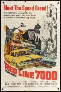 6c761 RED LINE 7000 1sh '65 Howard Hawks, James Caan, car racing artwork, meet the speed breed!
