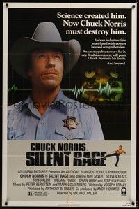 6c820 SILENT RAGE 1sh '82 science created him, now Chuck Norris must destroy him!