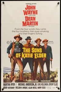 6c845 SONS OF KATIE ELDER 1sh '65 Martha Hyer, great line up of John Wayne, Dean Martin & more!