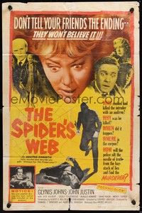 6c850 SPIDER'S WEB 1sh '61 Glynis Johns, mystery thriller written by Agatha Christie!