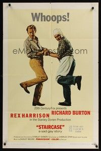 6c855 STAIRCASE int'l 1sh '69 Stanley Donen, Rex Harrison & Richard Burton in a sad gay story!
