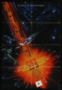 6c858 STAR TREK VI 1sh '91 William Shatner, Leonard Nimoy, cool art by John Alvin!