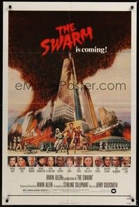 6c885 SWARM style B 1sh '78 directed by Irwin Allen, cool art of killer bee attack by C.W. Taylor!